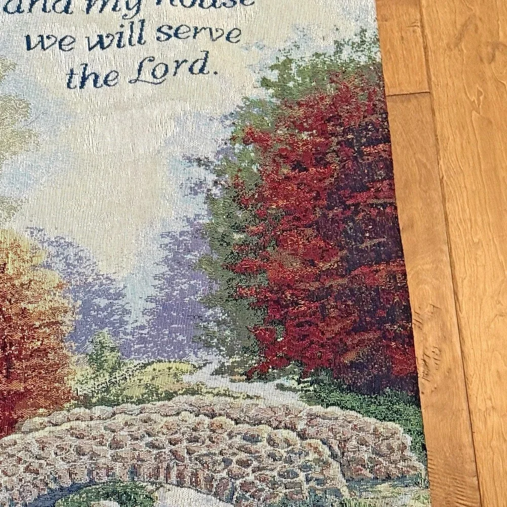 Autumn Tranquility Tapestry Wall Hanging Scripture –Nicky Boehme – 36x26 Vintage